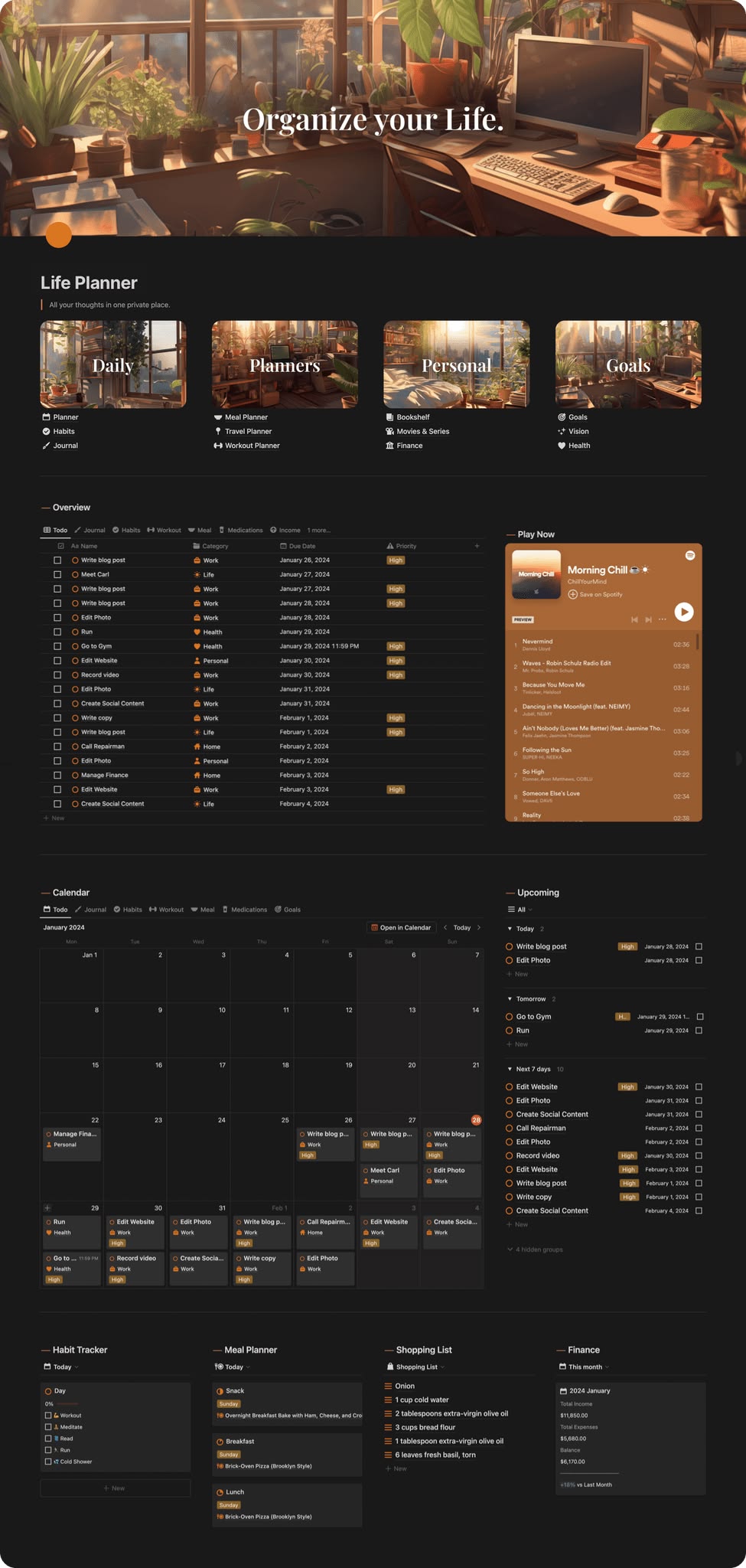 Scrolling Notion Dashboard